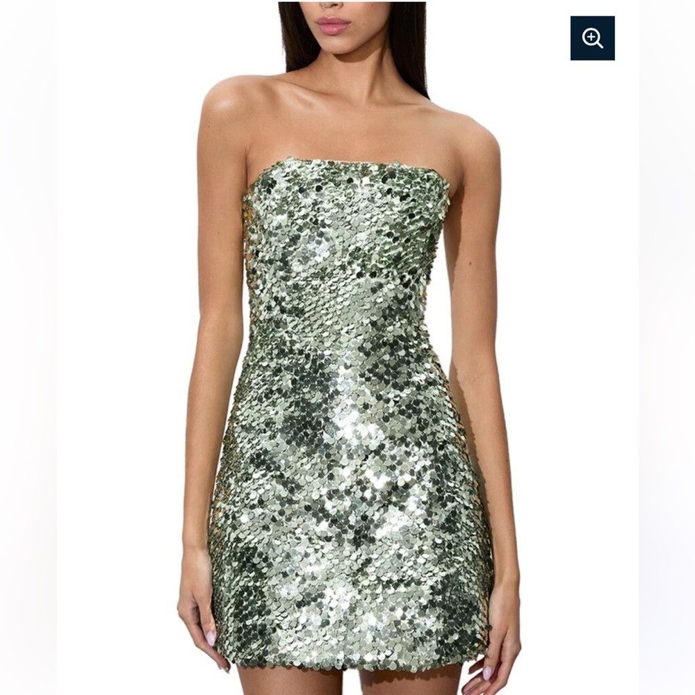 Alice + Olivia Mint Sequin Strapless Mini Dress